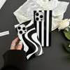 Reezaddin Rectangle Phone Case for iPhone 16 Pro 2024 Black White Swirl Striped Aesthetic Retro Cute Zebra Wave Pattern