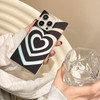 Reezaddin Rectangle Black Heart Iridescent Phone Case for iPhone 16 Pro MaxLaser Latte Love Trendy Y2K Color Change Rect
