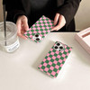 Reezaddin Rectangle Pink Green Checkered Phone Case for iPhone 16 Pro MaxTrendy Retro Aesthetic Checkereboard Matte Rect
