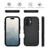 Olinoo Heavy Duty Rugged Case for iPhone 16 2024 3Layer Super Full Protection with Kickstand Belt Clip Holster Black wit