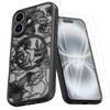 XIZYO Magnetic Case for iPhone 16 Floral Cute Flower Aesthetic Compatible with Magsafe Rose with 2 Screen Protectors Wom