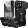 Goodon for iPhone 16 Pro Max Case with Sliding Camera Cover Screen Protector Magnetic Rotated Ring Kickstand MilitaryGra