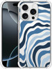 SuzaCase Clear Case for iPhone 16 Pro iPhone 16 Pro Case with Stylish Blue Wave Pattern Printed Durable Clear Shockproof