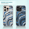 SuzaCase Clear Case for iPhone 16 Pro iPhone 16 Pro Case with Stylish Blue Wave Pattern Printed Durable Clear Shockproof