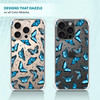 SuzaCase Clear Case for iPhone 16 Pro Max iPhone 16 Pro Max Case with Stylish Butterfly Blue Pattern Printed Durable Cle