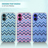 SuzaCase Clear Case for iPhone 16 Plus iPhone 16 Plus Case with Stylish Chevron Blue Pattern Printed Durable Clear Shock