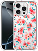SuzaCase Clear Case for iPhone 16 Pro iPhone 16 Pro Case with Stylish Rose Floral Pattern RED Printed Durable Clear Shoc