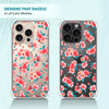 SuzaCase Clear Case for iPhone 16 Pro iPhone 16 Pro Case with Stylish Rose Floral Pattern RED Printed Durable Clear Shoc