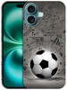 GlamCase for iPhone 16 Plus iPhone 16 Plus Case Soccer Ball with Black Art Wall Printed Slim Sleek Cute Plastic Hard Pro