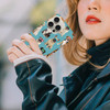 GlamCase for iPhone 16 Pro iPhone 16 Pro Case Dog Pattern with Sunglasses Teal Printed Slim Sleek Cute Plastic Hard Prot