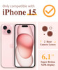 GVIEWIN for iPhone 15 Case Floral with Screen ProtectorCamera Lens ProtectorNon Yellowing Soft Shockproof Clear Phone Pr