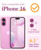 GVIEWIN for iPhone 16 Case Floral with Screen ProtectorCamera Lens Protector Non Yellowing Soft Shockproof Clear Phone P