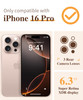GVIEWIN for iPhone 16 Pro Case Floral with Screen ProtectorCamera Lens Protector Non Yellowing Slim Shockproof Clear Pho