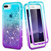 Ruky for iPhone 6 Plus 6s Plus 7 Plus 8 Plus Case Glitter Clear Women Full Body Rugged Liquid Cover with Builtin Screen
