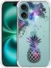 GlamCase for iPhone 16 Plus iPhone 16 Plus Clear Case Galaxy Pineapple Design Printed Durable Clear Shockproof Protectiv