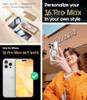 Meifigno for iPhone 16 Pro Max Case with 2X Privacy Screen Protectors Glitter Card Wrist StrapCompatible with MagSafe Su