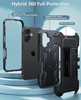FNTCASE for iPhone 16 Phone Case Military Grade Rugged Cell Phone Cover with Kickstand Holster Shockproof TPU Protection