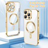Hython Magnetic Clear for iPhone 16 Pro Case with Camera Lens Protector Compatible with MagSafe Luxury Plating Edge Slim