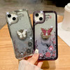 Roemary Butterfly Ring Stand Case for iPhone 16 Plusfor iPhone 16 Plus Case Garden FlowerGold Diamond Design Soft Bumper
