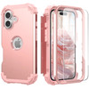 IDweel for iPhone 16 Case with Screen Protector for Women 3 in 1 Shockproof Slim Fit Hybrid Heavy Duty Hard PC Cover Sof