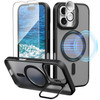 IDweel for iPhone 16 Case with Screen Protector Camera Lens ProtectorCompatible with MagSafeBuiltin Camera Stash StandMa