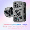 UEEBAI Wave Butterfly Case for iPhone 16 Pro Max Case Pretty Bling Star Butterfly for Women Cute Shiny Glitter Phone Cov