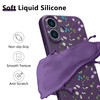 RALEAVO Floral Case for iPhone 16Liquid Silicone Cover with Flower Branch Pattern Cute Phone Cover for Girls Women Slim