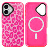 SAKUULO Magnetic for iPhone 16 Plus Case Hot Pink Leopard Print Pattern Compatible with MagSafe with Screen Protector Wi