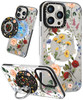 Lotadilo Case for iPhone 16 Pro Case Compatible with Magsafe Ring Holder Stand for Women Retro Flower Design TPU Phone C