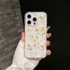 Shinymore Compatible with iPhone 16 Pro Max Flower Case Soft Clear Flexible Rubber Pressed Dry Real Flowers Girls Glitte
