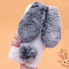 Omorro Compatible with iPhone 16 Pro Case Plush Rabbit Case for Women Girls Soft Warm Fluffy Furry Bunny Ear Fur Phone C
