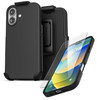 Encased for iPhone 16 Plus Belt Case with Screen Protector Compatible with MagSafe Magnetic Silicone Cover 9H Tempered G