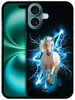 SuzaCase Back Case for iPhone 16 iPhone 16 Case with Stylish Horse Lightning Design Printed Cute Sleek Durable Hardshell