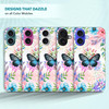 SuzaCase Back Case for iPhone 16 iPhone 16 Case with Stylish Teal Butterfly Floral Design Printed Cute Sleek Durable Har