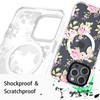 YeLoveHaw for iPhone 16 Pro Max Magnetic Clear Phone Case for Women Girls Glitter Cute Floral Flower Pattern Compatible