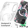 YeLoveHaw for iPhone 16 Magnetic Phone Case for Women Girls Rose Floral Green Leaves Pattern Compatible with MagSafe Sli