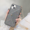 Omorro for iPhone 16 Pro Bling Wallet Case Glitter Diamond Sequins Small Credit Card Cash Holder with Shiny Crossbody Ch