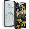 DHYYDSQZ for iPhone 16 Phone Case with Screen Protector Mushrooms Design for Women Men Slim Tempered Glass Back Cover So