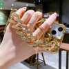 Changjia for iPhone 16 Pro Glitter Diamond Case with Wrist Strap Loop Cute Bling Rhinestones Sparkle Shiny Soft Silicone