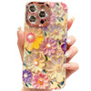 Changjia Floral Case for iPhone 16 Pro MaxCute Colorful Retro Oil Painting Printed Flower with Glitter Bling Sparkly Cam