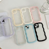 NAOKIFU Compatible for iPhone 16 Plus Case Cute Girly Clear Curly Wave Frame Shape for iPhone 16 Plus Phone Case Wavy Sh