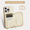 LAMEEKU for iPhone 16 Pro Max Wallet Case with Card Holder Zipper Leather Crossbody Case with Kickstand Wrist Strap Cove