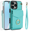 Asuwish Compatible with iPhone 16 Pro Max 69 inch Wallet Case Tempered Glass Screen Protector and RFID Blocking Ring Car