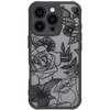 Dumkery Cute Flower Case Compatible with iPhone 16 Pro Max Case Rose Aesthetic Black Line Art Floral Pattern Print Slim