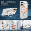 GUAGUA for iPhone 16 Case with Stand iPhone 16 Magnetic Clear Case with 360 Degree Rotatable Invisible Ring Protective S