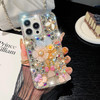 Omorro Compatible with iPhone 16 Pro Bling Case Luxury Glitter Rhinestone Diamond Crystal Sparkle Rose Flower Pearl Flor