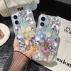 Omorro Compatible with iPhone 16 Bling Case Luxury Glitter Rhinestone Diamond Crystal Sparkle Rose Flower Pearl Floral P