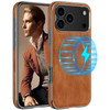 LOHASIC for iPhone 17 Pro Max Case Compatible with MagSafe Classic Leather Luxury Metal Bumper Trim Magnetic Protective