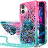 Silverback for iPhone 16 Case Moving Liquid Holographic Sparkle Glitter Case with Kickstand Girls Women Bling Diamond Ri