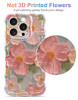 Jusy Case for iPhone 16 Pro Max Colorful Retro Oil Painting Printed Flower Laser Blue Glossy Pattern Cute Curly Wave Pho